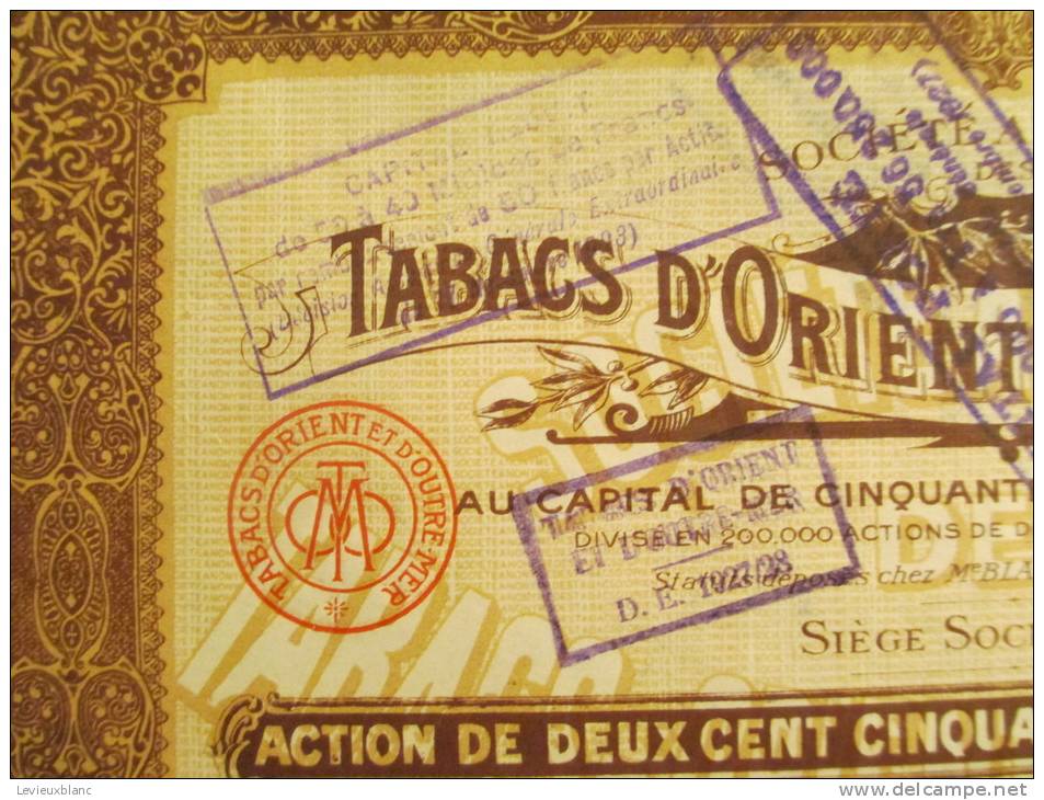 Tabacs D'Orient Et D'Outremer/Action De 250 Francs Au Porteur/Paris/Paris/1920       ACT42 - Autres & Non Classés