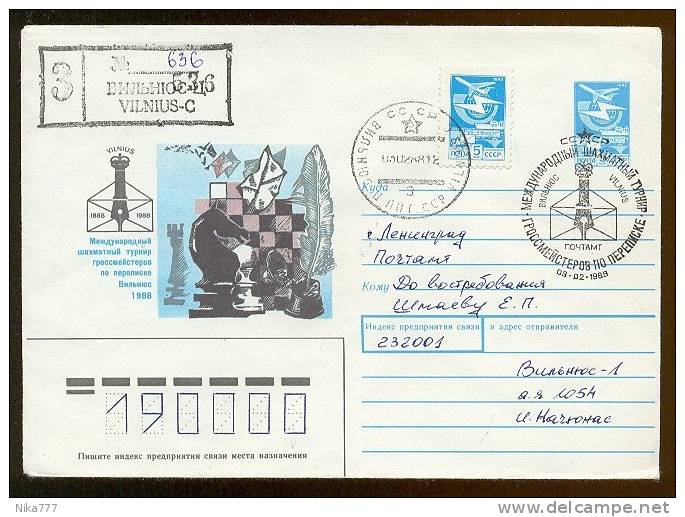 Lithuania Mail Used Cover Stationery USSR RUSSIA Baltic Lietuva Sport Chess - Lituania