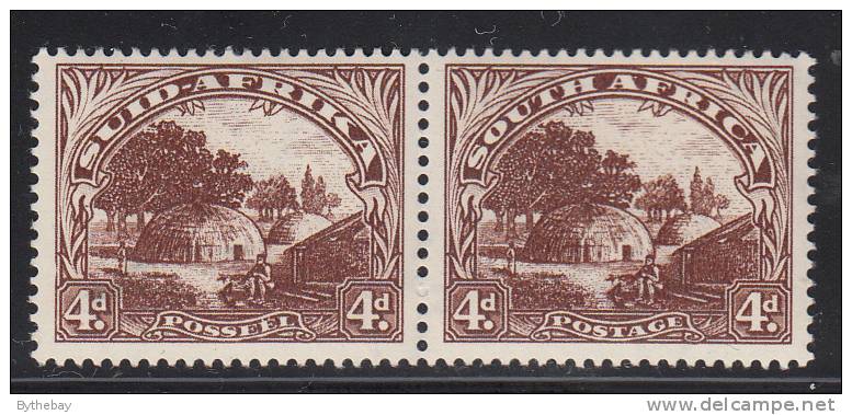 South Africa MH Scott #58 4p Native Kraal Horizontal Pair - Unused Stamps