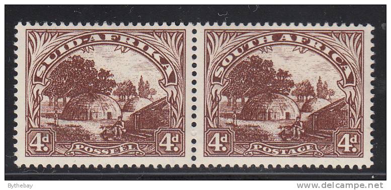 South Africa MH Scott #58 4p Native Kraal Horizontal Pair - Neufs