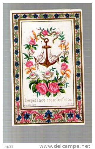 Image Pieuse Religieuse Holy Card - Ed Baillard - L'Espérance Est Notre Force - Fleurs Oiseaux & Ancre De Marine - Andachtsbilder