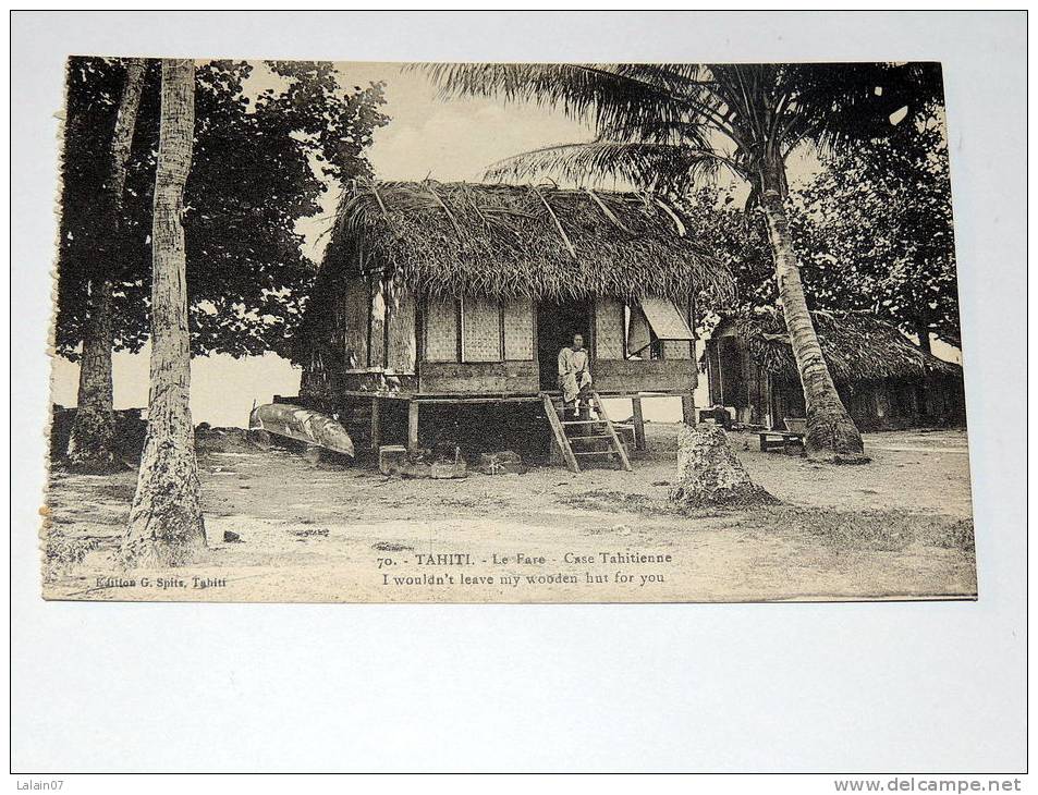 Carte Postale Ancienne : TAHITI : Le Fare , Case Tahitienne ,animé - Polynésie Française