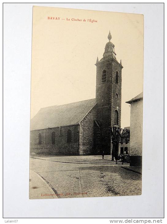 Carte Postale Ancienne : BAVAY : Le Clocher De L'Eglise , Cheval - Bavay