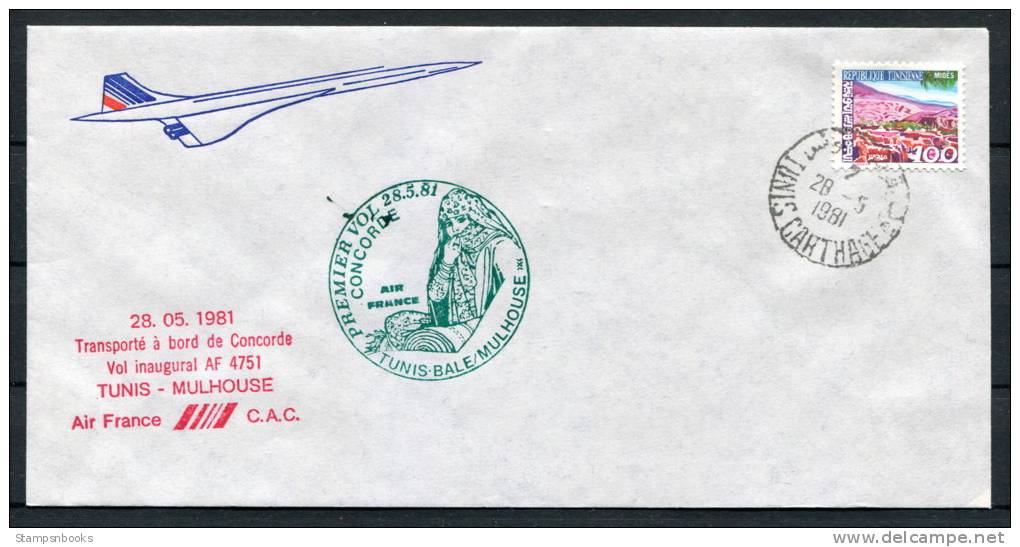 1981 Air France Tunis - Mulhouse Concorde Flight Cover - Concorde