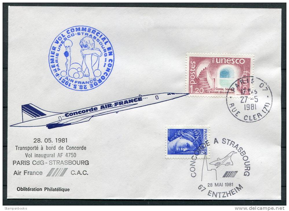 1981 Air France Paris - Strasbourg  Concorde First Flight Cover - Concorde