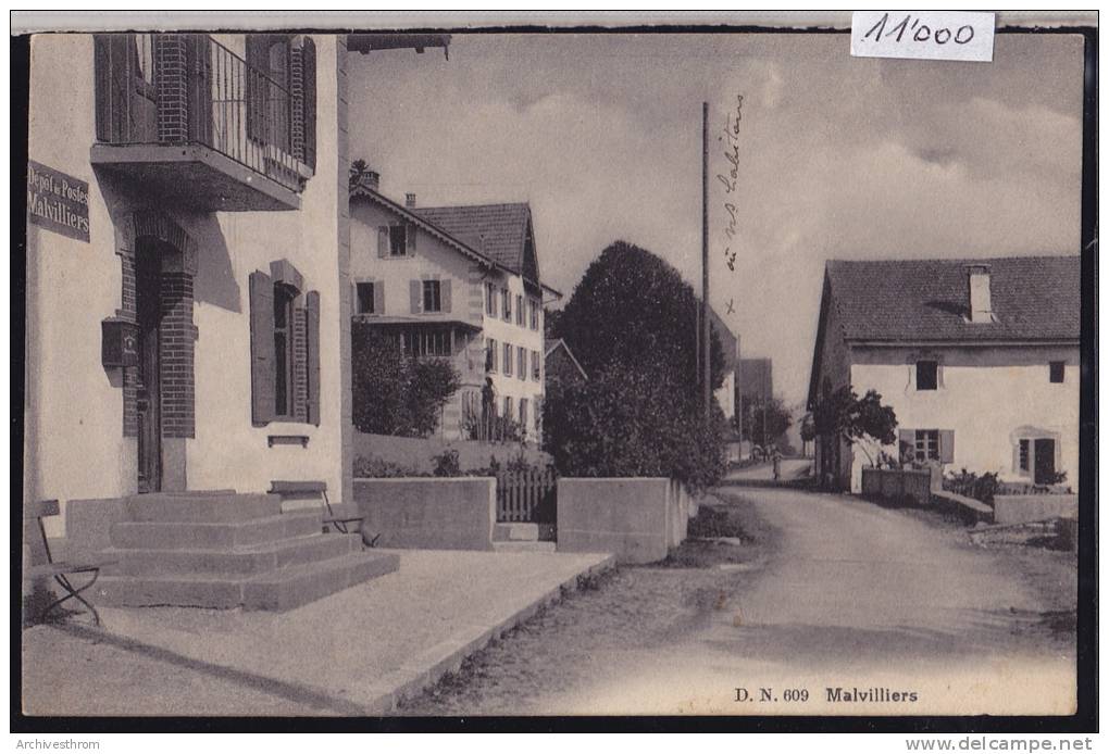 Malvilliers (Val De Ruz) Vers 1913 : Le Dépôt Des Postes, La Rue Et Deux Maisons Voisines (11´000) - Val-de-Ruz