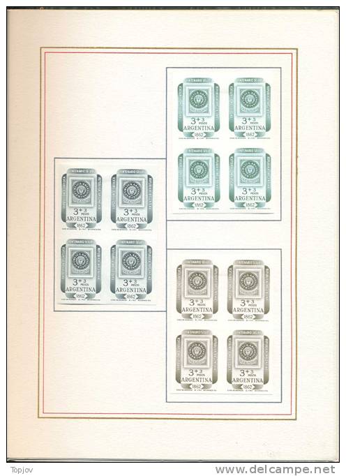 ARGENTINA - CENTENARIO ESCUDITOS - MINISTER  COMPL. BOOK No.170 / 300 Pcs - IMPERF + DIFF. COLORS + ESSAYS - 1962 - R - Unused Stamps