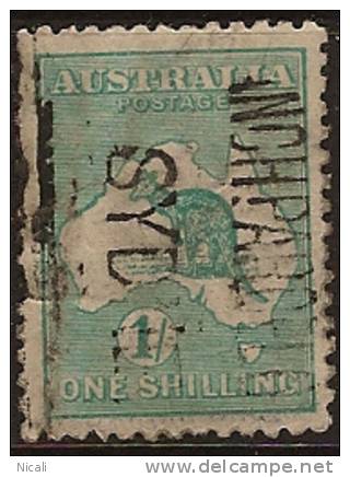 AUSTRALIA 1915 1/- Blue-green Roo U SG 40b PS231 - Gebruikt