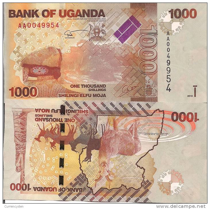 Uganda P49, 1000 Shilling, Stone Painting, Savannah / Antelope - Stunning! - Uganda