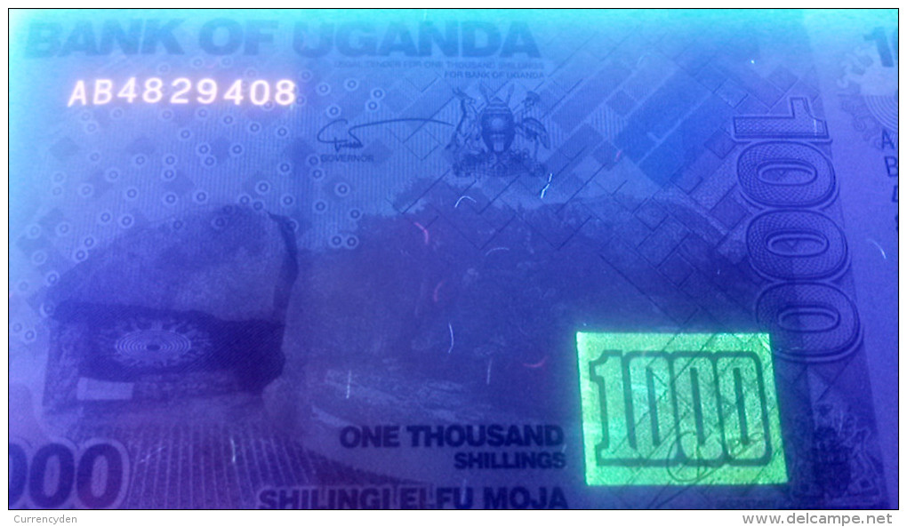 Uganda P49, 1000 Shilling, Stone Painting, Savannah / Antelope - Stunning! - Ouganda