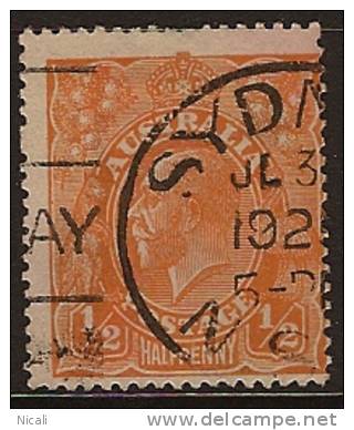 AUSTRALIA 1918 1/2d Orange KGV U SG 56 PS234 - Oblitérés