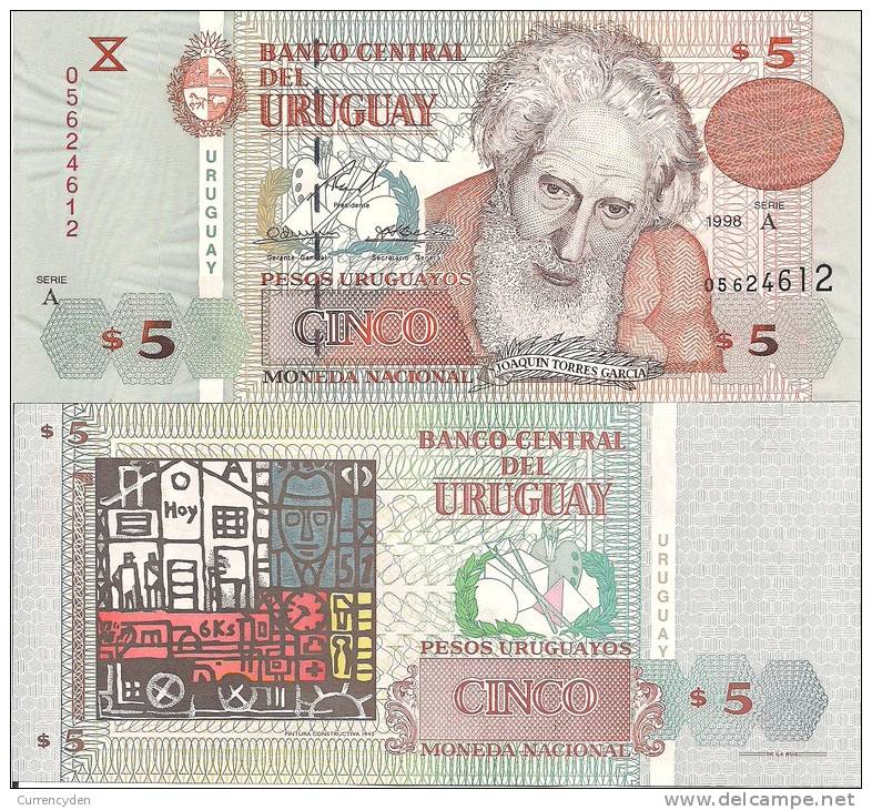 Uruguay P80, 5 Pesos, Garcia / Painting Colorfull ! - Uruguay