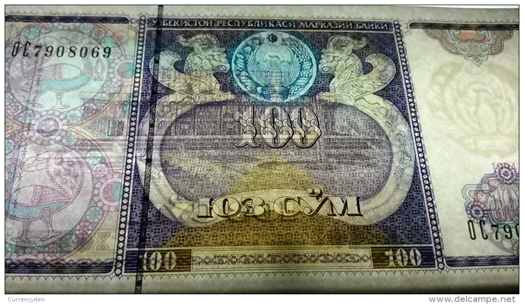 Uzbekistan P79, 100 Sum, Drubja Naradev Palace $6 CV - Uzbekistán