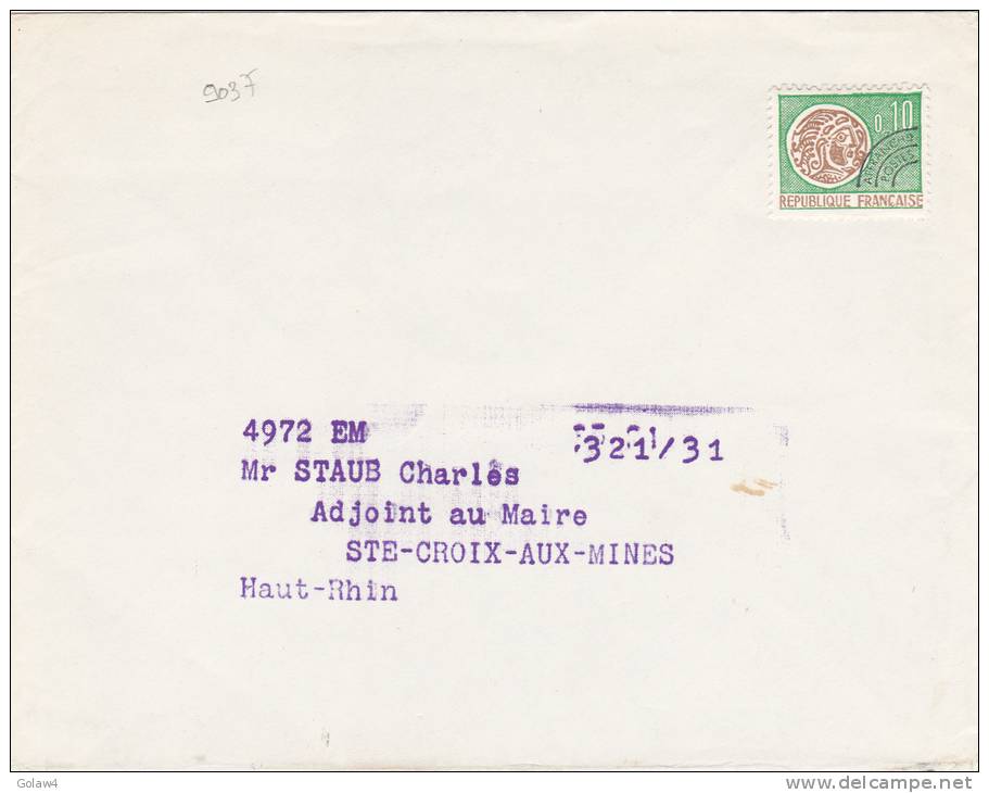 9037# PREOBLITERE N° 123 MONNAIE GAULOISE / LETTRE Pour STE CROIX AUX MINES HAUT RHIN ALSACE - 1953-1960