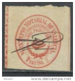 9185-SELLO CLASICO COLEGIO NOTARIAL VALENCIA SIGLO XIX MONTEPIO NOTARIAL 2 PESETAS - Steuermarken