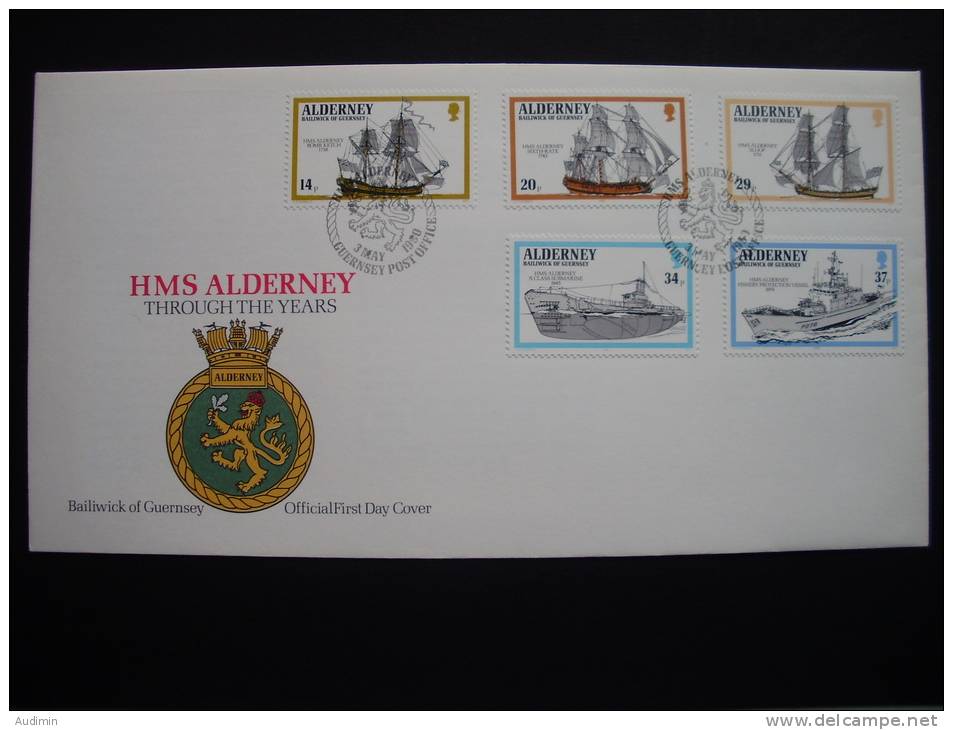 Alderney 43/7 FDC, Kriegsschiffe Der Englischen Flotte Mit Namen „Alderney“ - Alderney