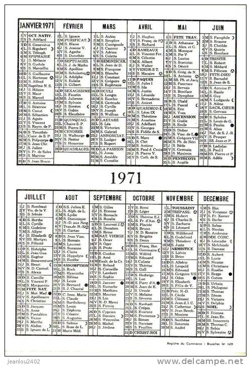 CALENDRIER 1971 ASSUREUR MAULDE-BARRY - Petit Format : 1971-80