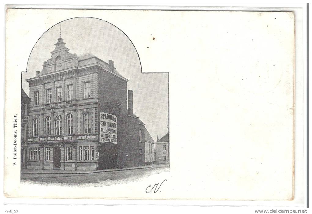 Thielt : 1903 Centrale TRAMSTATIE Lijnen Naar Hooglede En Aalter, Afspanning Billard - Tielt