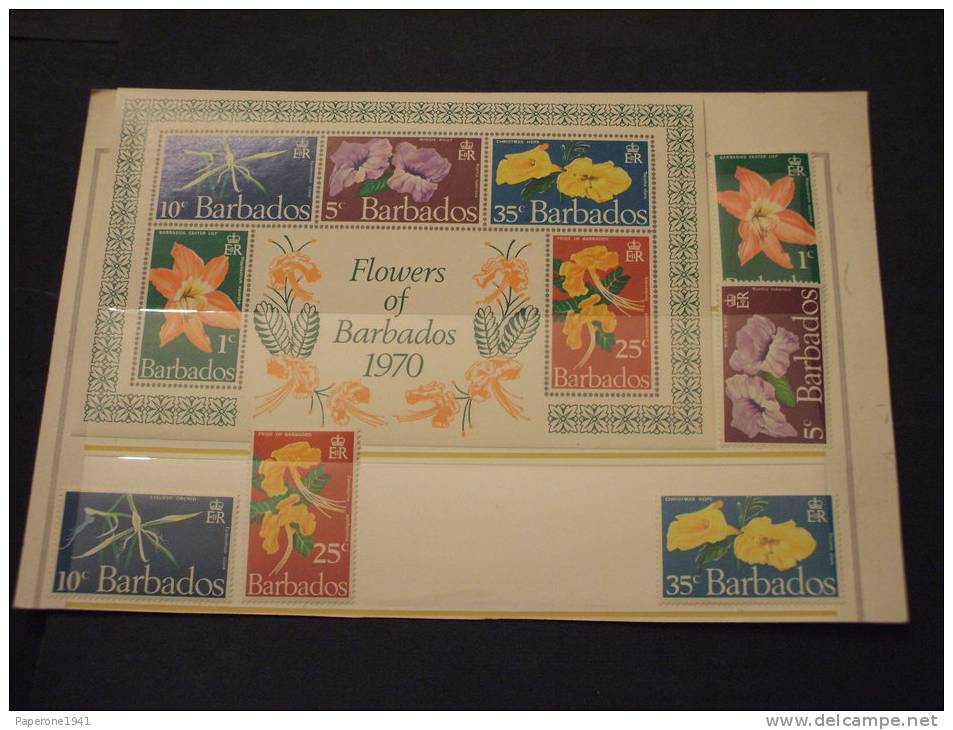 BARBADOS - 1970 FIORI 5 Valori + BF - NUOVI(++)-TEMATICHE - Barbades (1966-...)