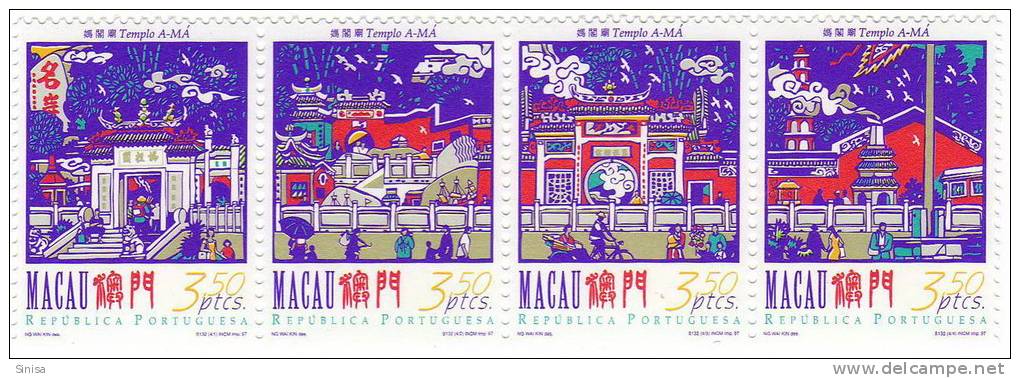 Macau / History / Temples - Unused Stamps