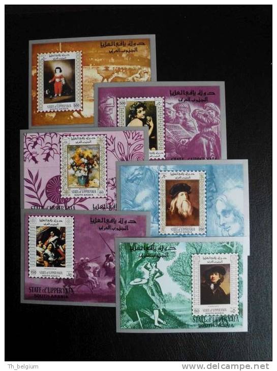 State Of Upper Yafa (South Arabia) - Private Issue? - Arts - Paintings - 6 MS  - MNH - Vignettes De Fantaisie