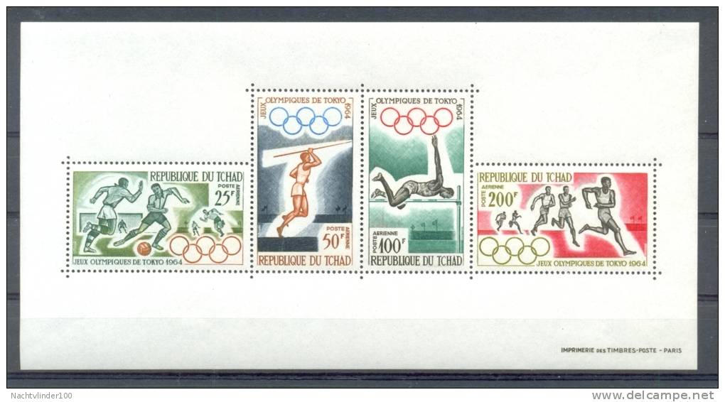 MR406b SPORT OLYMPISCHE SPELEN Voetbal Atletiek OLYMPIC GAMES Soccer Athletics TCHAD 1964 PF/MNH # - Zomer 1964: Tokyo