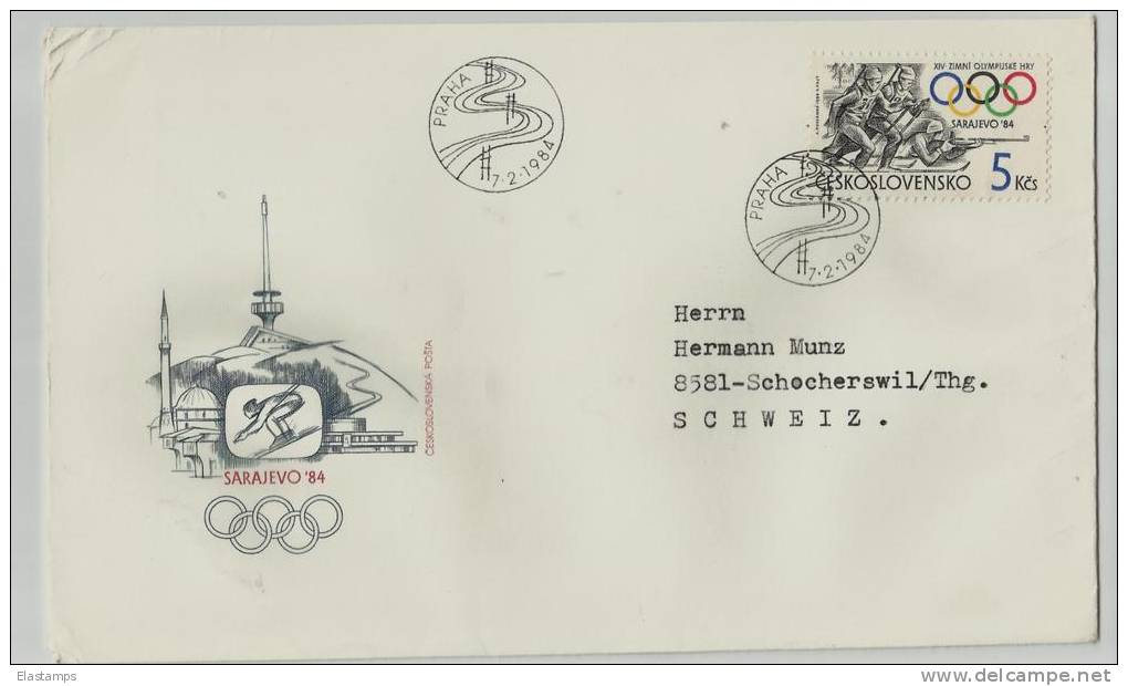 =Ceskoslowensko Brief   1984 Sport, Olimpic - Lettres & Documents