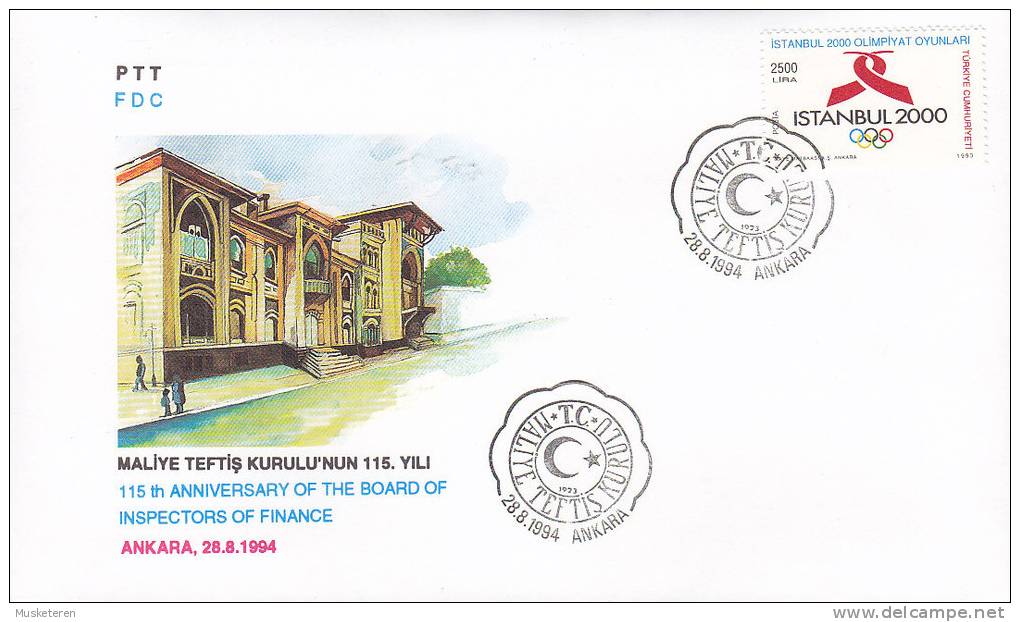 Turkey Sonderstempel 1994 Cover Brief Anniversary Of The Board Of Inspectors Of Finance Olympic Games Stamp - Cartas & Documentos