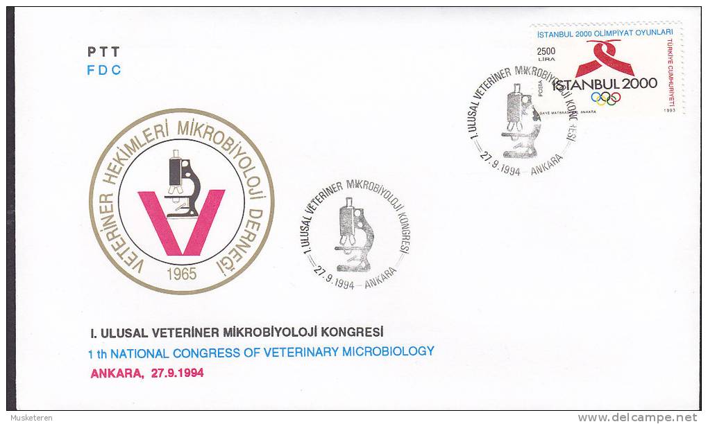 Turkey Sonderstempel 1994 Cover Brief National Congress Of Veterinary Microbiology Olympic Games Stamp - Covers & Documents