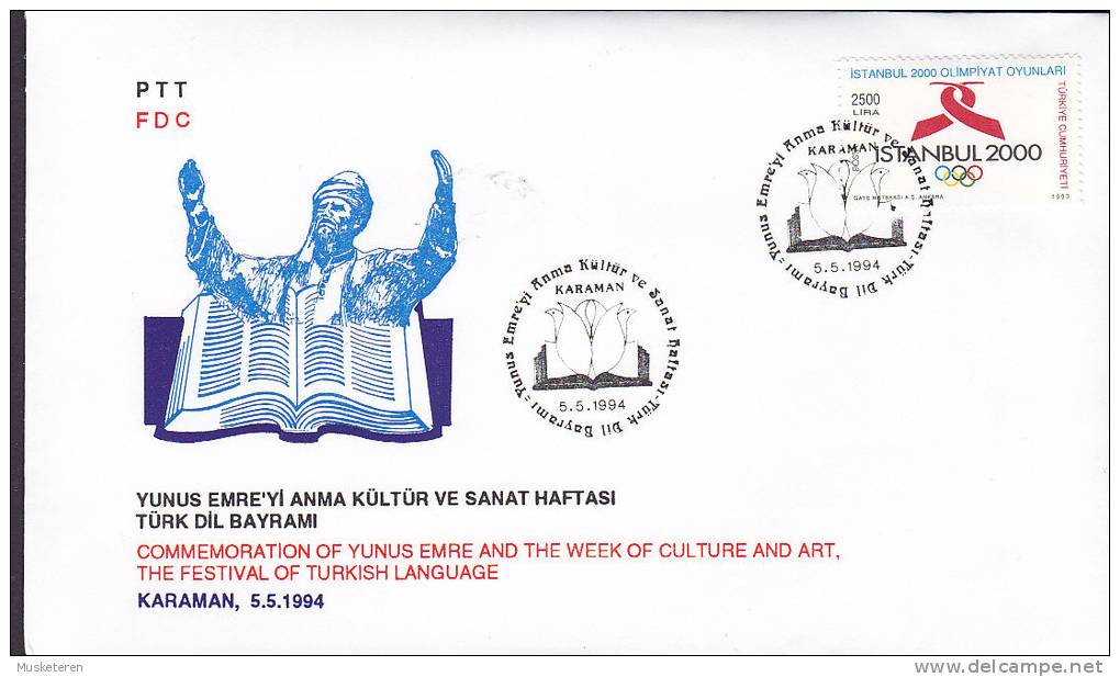 Turkey Sonderstempel 1994 Cover Brief Yunus Emre Festival Of Turkish Language Olympic Games Stamp - Storia Postale