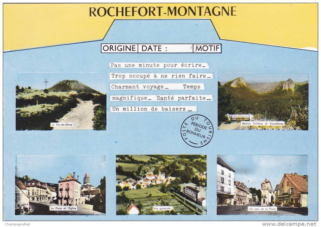 ROCHEFORT-MONTAGNE 63, TELEGRAMME HUMOURISTIQUE MULTI-VUES - Andere & Zonder Classificatie