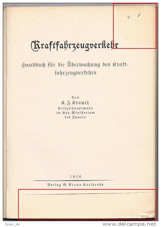 Handbuch f.d. Überwachung des Kraftfahrzeugverkehrs 1926, Oldtimer Motorrad Auto LKW