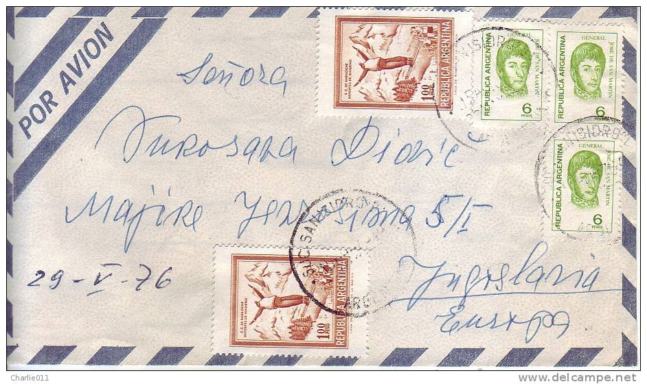 SKI JUMP-1 P-6 P-AIRMAIL-COVER-ARGENTINA- YUGOSLAVIA-POSTMARK SAN ISIDRO-ARGENTINA-1973 - Luftpost