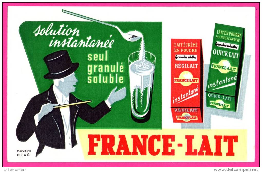 Buvard Publicité France-Lait - Régilait - Quick-Lait - EFGE - Dairy