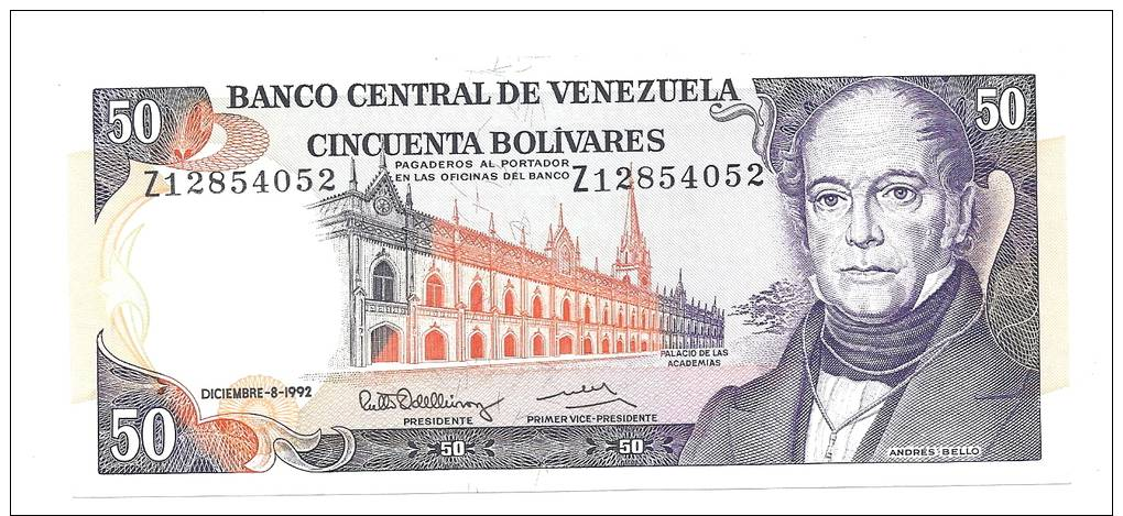 Venezuela 50 Bolivares 1992 XF+ CRISP Banknote P-65d - Venezuela