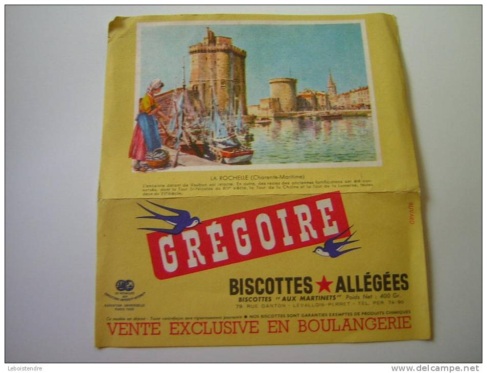 BUVARD GREGOIRE BISCOTTES ALLEGEES  LA ROCHELLE  VENTE EXCLUSIVE EN BOULANGERIE - Biscottes