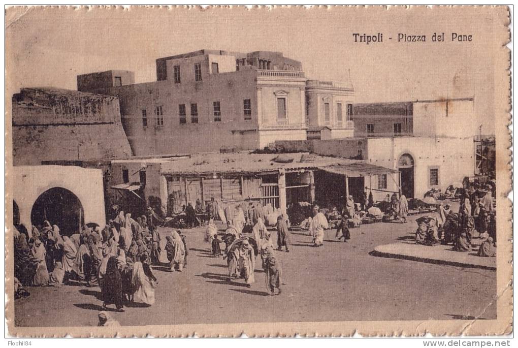 LIBYE-CARTE POSTALE DE TRIPOLI POUR MARSEILLE-TIMBRE AVEC SURCHARGE LIBIA-CACHET TRIPOLI DU 15-4-1920. - Libyen