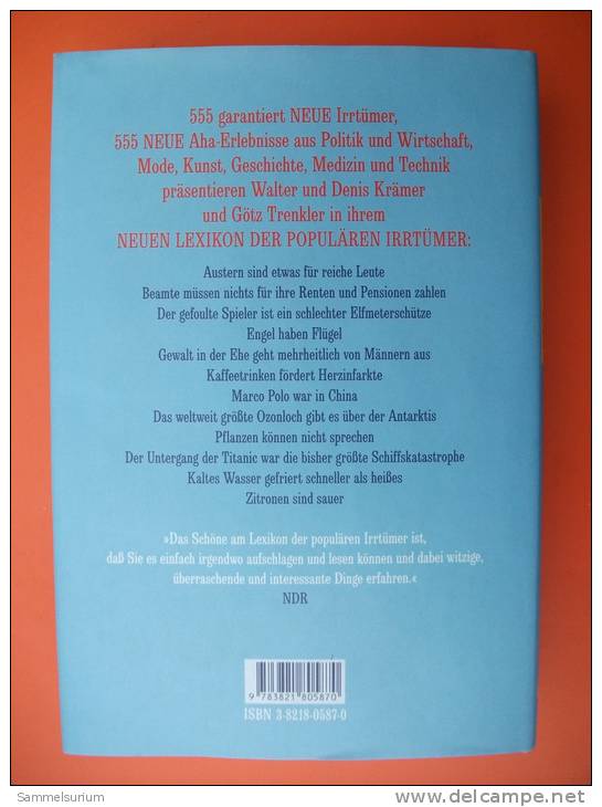 Krämer/Trenkler "Das Neue Lexikon Der Populären Irrtümer", 555 Vorurteile, Mißverständnisse Und Denkfehler, - Léxicos