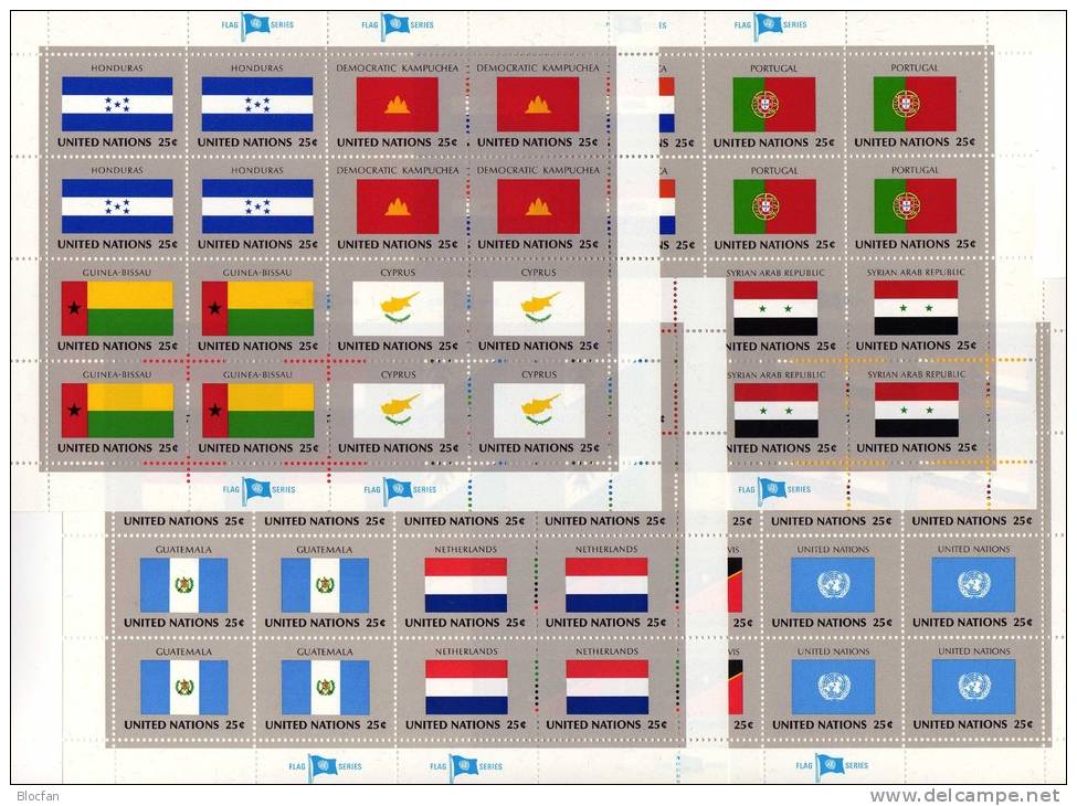 Kleinbogen UNO Flaggen X 1989 New York 579/94+ 4KB ** 55€ CYPRUS BRUNEI LESETHO NIGERIA SYRIAN NEVIS Bf Flag Sheet Of UN - Postzegels