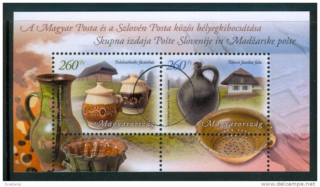 HUNGARY-2012. SPECIMEN - Potteries - Hungary-Slovenia 1st Joint Issue - Hungarian Issue  Souv.Sheet MNH!! - Essais, épreuves & Réimpressions