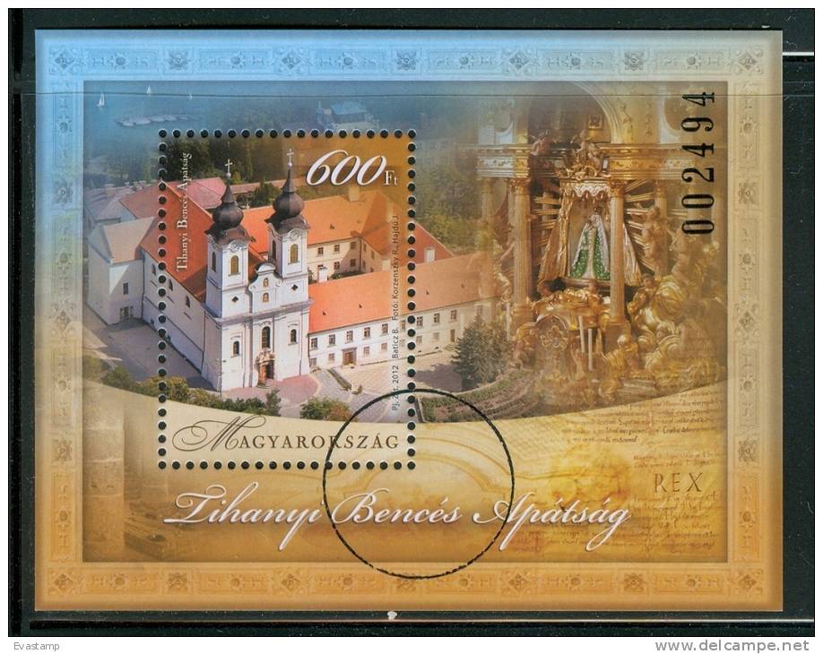 HUNGARY-2012.SPECIMEN - Tihany Benedictine Abbey Sovenir Sheet - Used Stamps