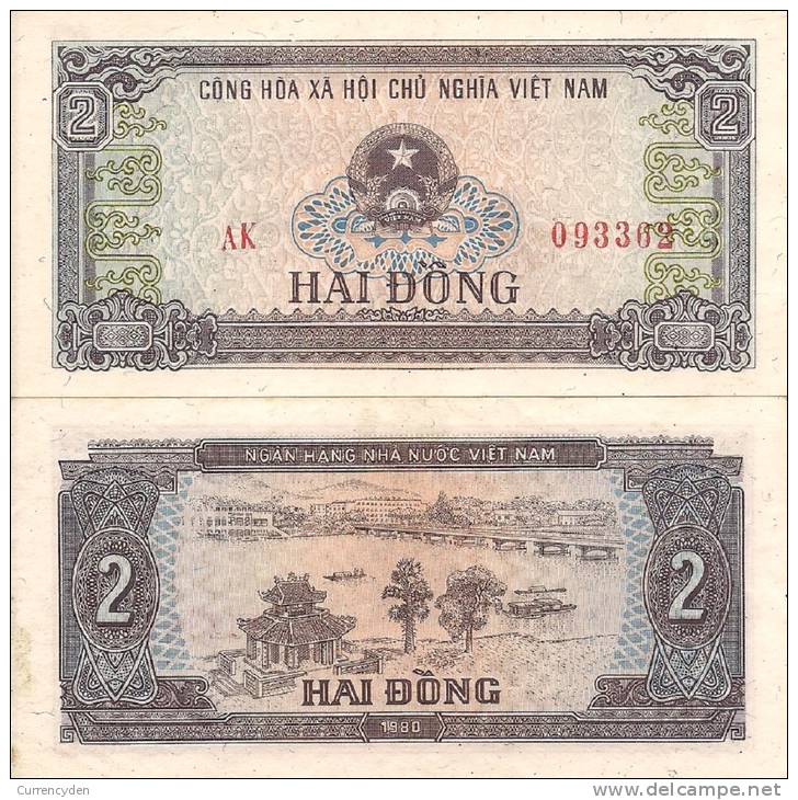 Viet Nam P-85, 2 Dong, 1980, Temple, Bridge - Vietnam