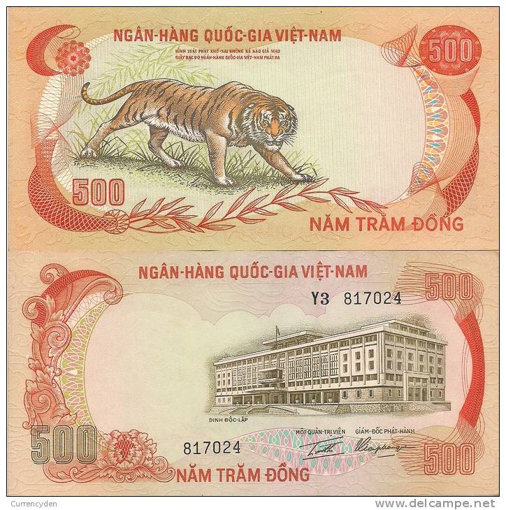 Viet Nam, South P-33a, 500 Dong, GREAT Tiger! $6 Cat. Value! - Vietnam