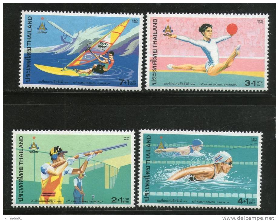 Thailand 1998 Asian Games Bangkok Shooting Swimming Gymnastic Wind-Surfing Sc B80-83 MNH # 5399 - Gymnastics
