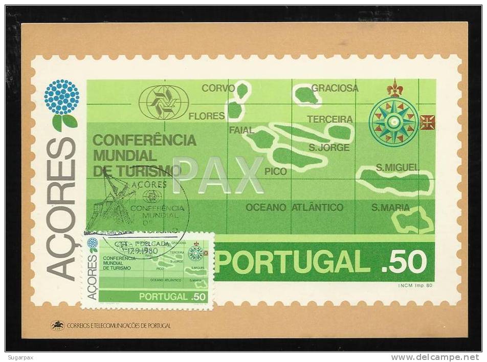 PORTUGAL - O ARQUIPÉLAGO DOS AÇORES - CONFERÊNCIA MUNDIAL DE TURISMO - BPA 2 - 2 SCANS - CARTE MAXIMUM - MAXICARD - Maximum Cards & Covers