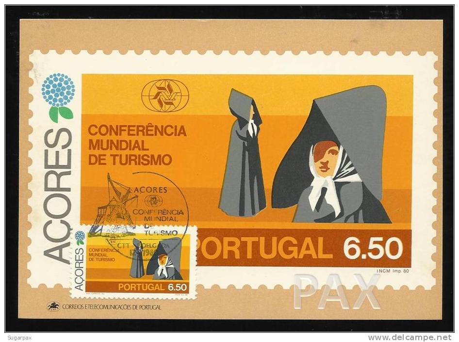 PORTUGAL - AÇORES - S. MIGUEL - TRAJE - CONFERÊNCIA MUNDIAL DE TURISMO - BPA 5 - 2 SCANS - CARTE MAXIMUM - MAXICARD - Cartoline Maximum