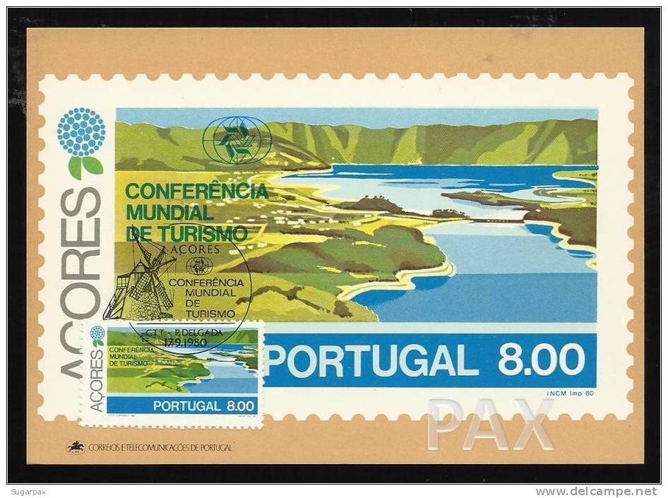 PORTUGAL - AÇORES - S. MIGUEL - LAGOA - CONFERÊNCIA MUNDIAL DE TURISMO - BPA 6 - 2 SCANS - CARTE MAXIMUM - MAXICARD - Cartoline Maximum