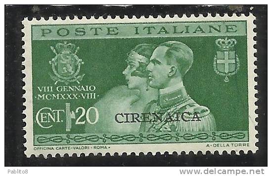 CIRENAICA 1930 NOZZE PRINCIPE UMBERTO 20 C MNH - Cirenaica