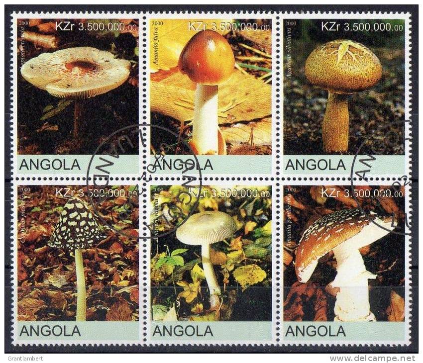 Angola 2000 Mushrooms Block Of 6 CTO - Angola