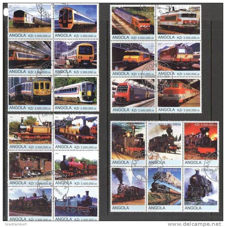 Angola 2000 Trains 4 Different Blocks Of 6 CTO - Angola